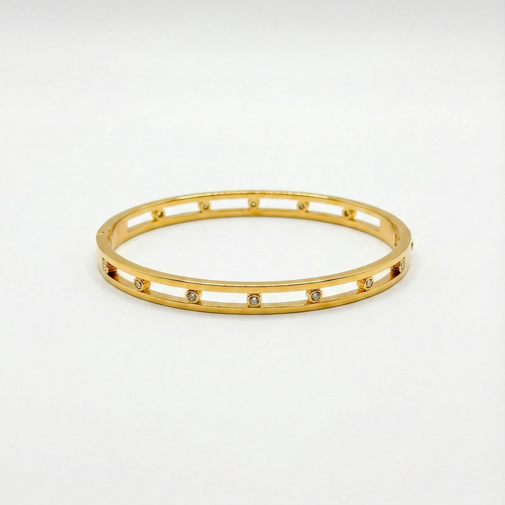 Double Band Diamond Cut Out Bangle