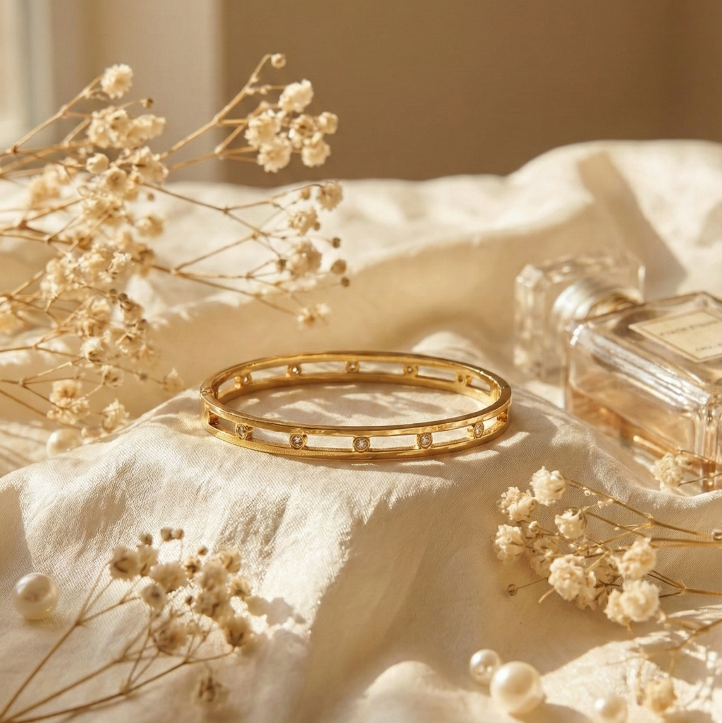 Double Band Diamond Cut Out Bangle