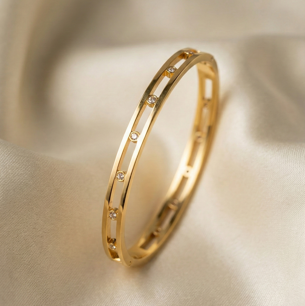 Double Band Diamond Cut Out Bangle