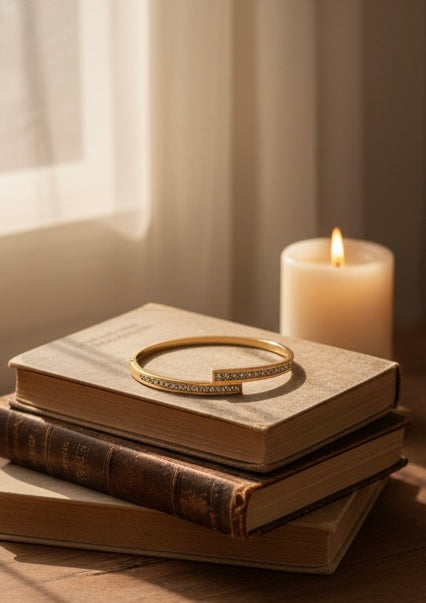 Gold Offset Crystal Bangle