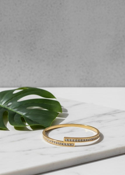 Gold Offset Crystal Bangle