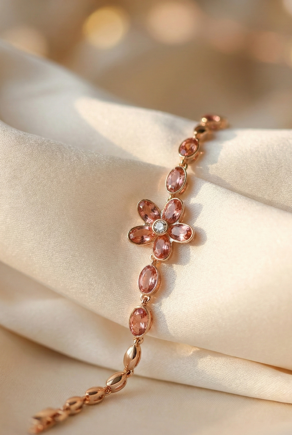 Champagne Zircon Flower Bracelet