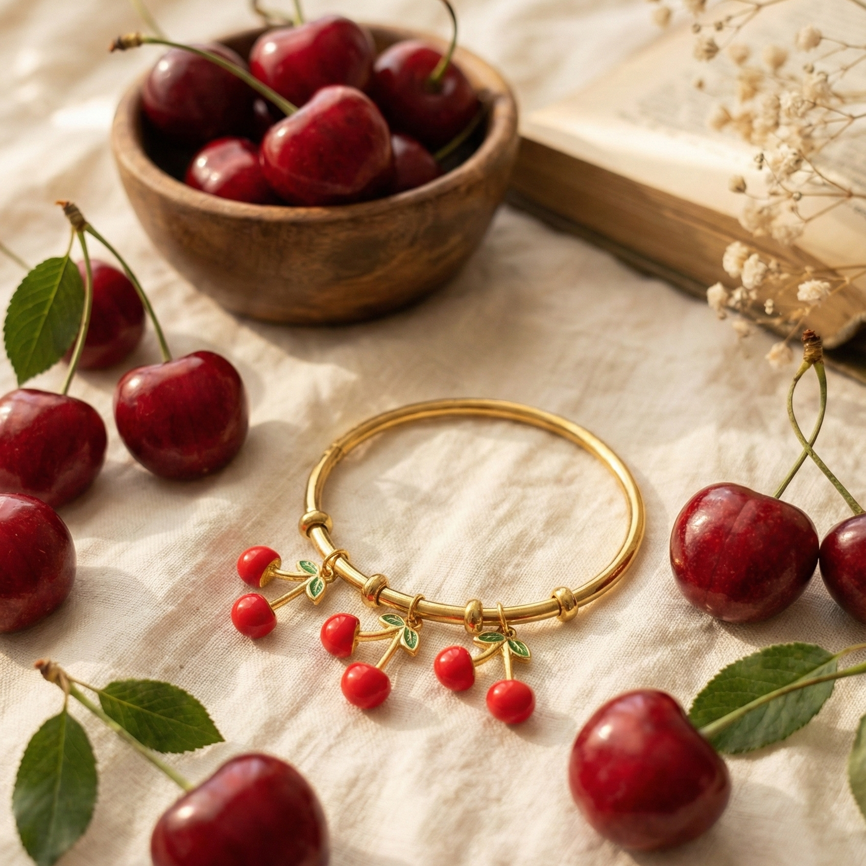 Gilded Cherry Braclete