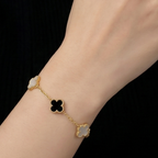 Black & White Clover Lucky Bracelet