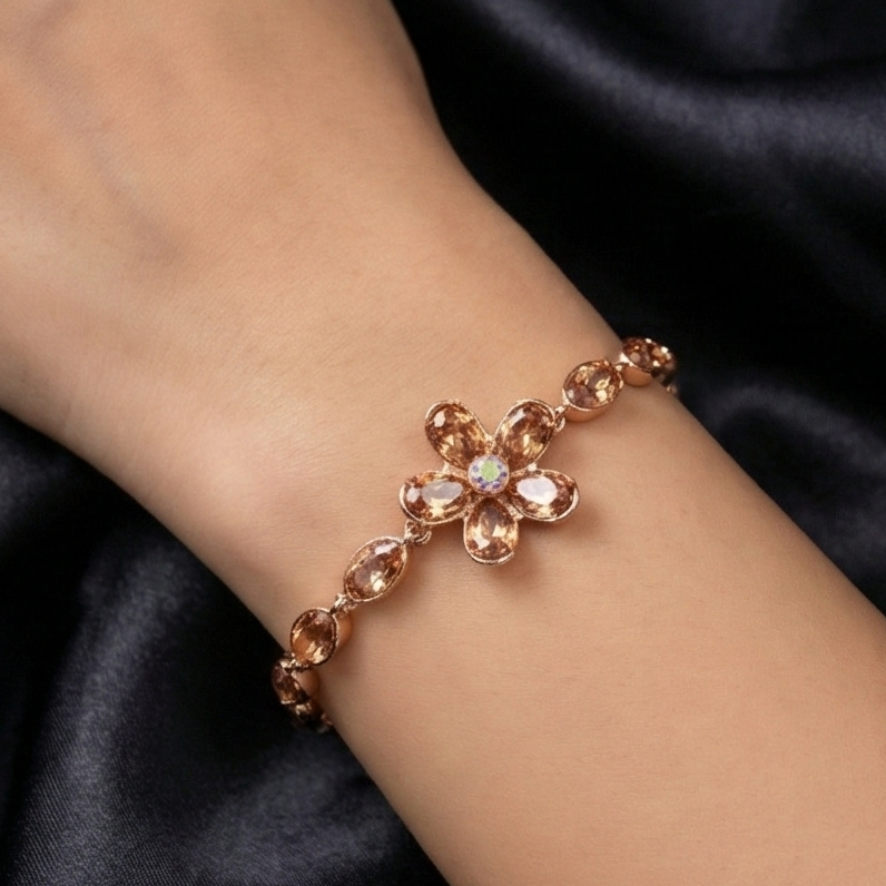 Champagne Zircon Flower Bracelet