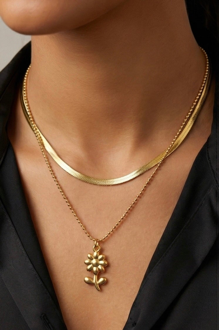 Blossom Cascade Necklace | Double-Layered Floral Pendant