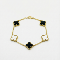 Black & White Clover Lucky Bracelet