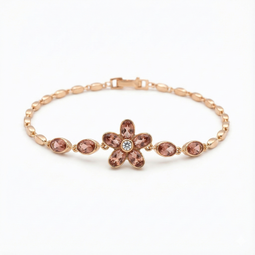 Champagne Zircon Flower Bracelet