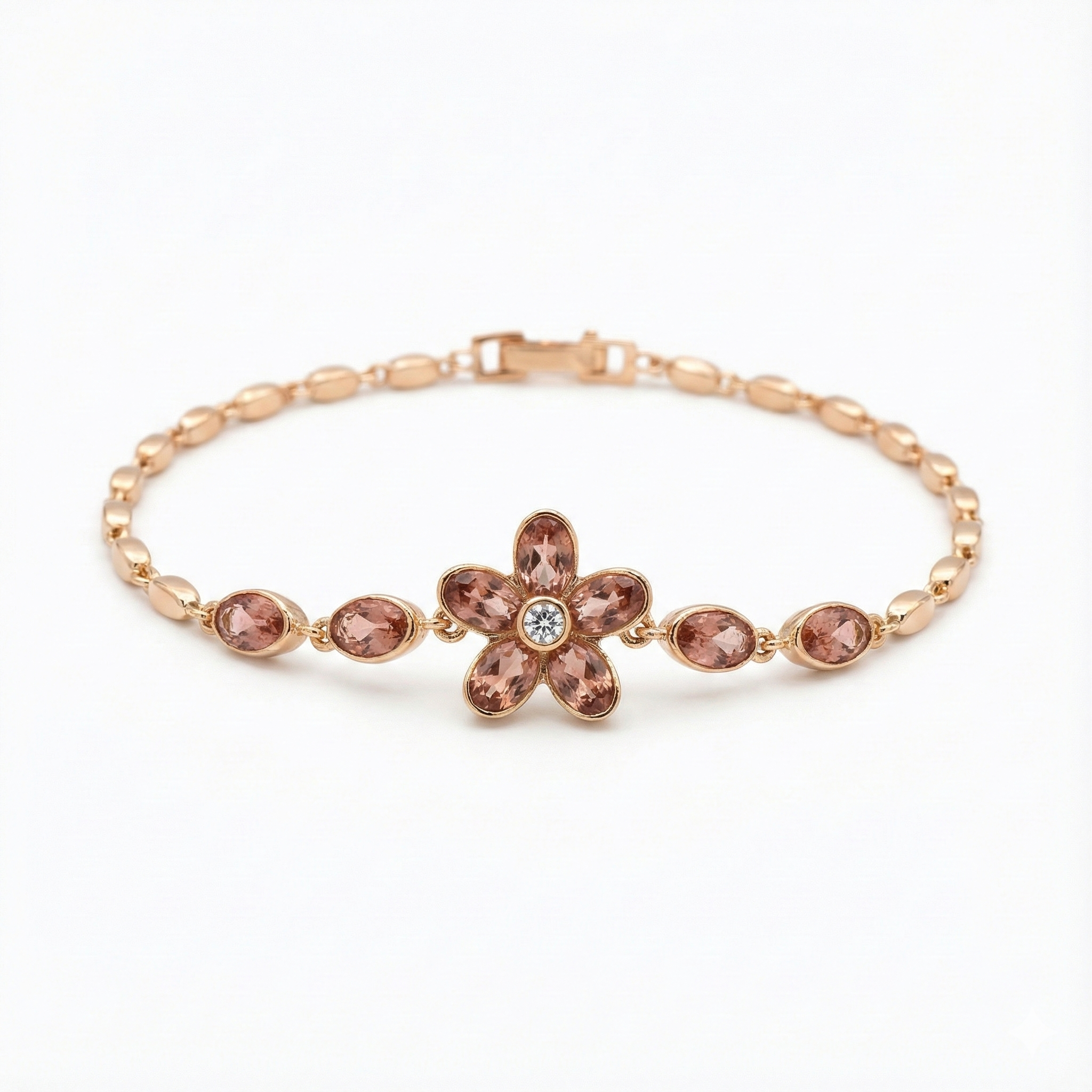 Champagne Zircon Flower Bracelet