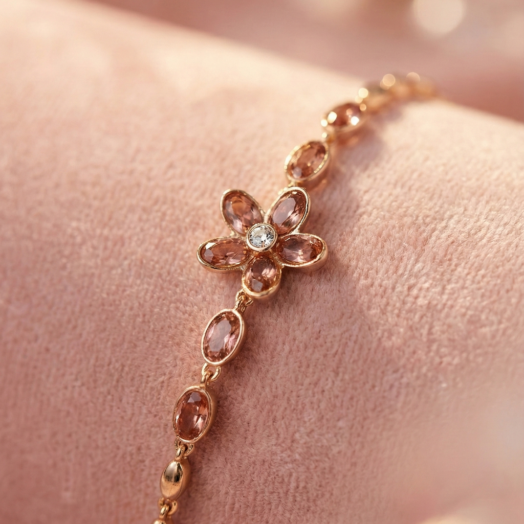 Champagne Zircon Flower Bracelet