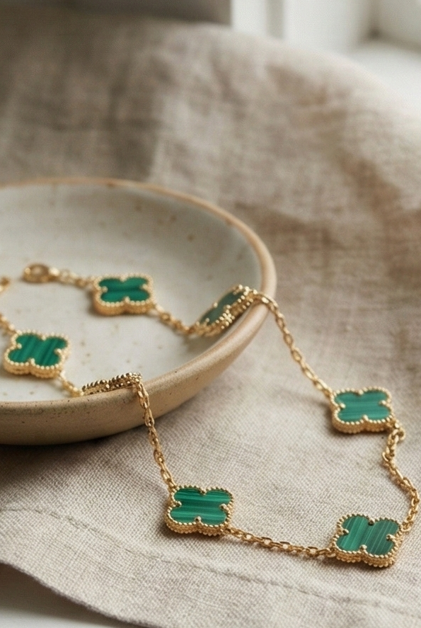 Malachite Green Clover Necklace