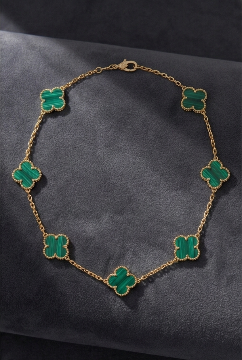 Malachite Green Clover Necklace