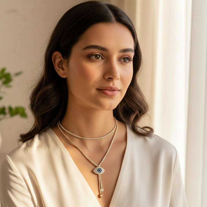 Evil Eye Double Layerd Pendant